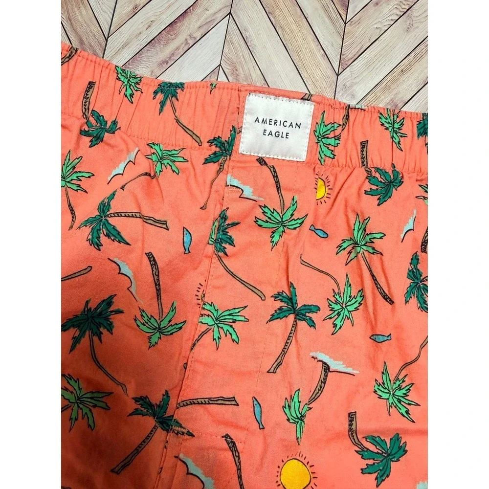 American Eagle Men's Tropical Palm Tree Boxer‎ Shorts S Coral Beach Aloha Resort
